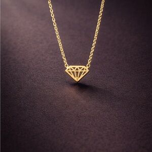 Gold Diamond Outline Pendant Necklace - Women Jewelry